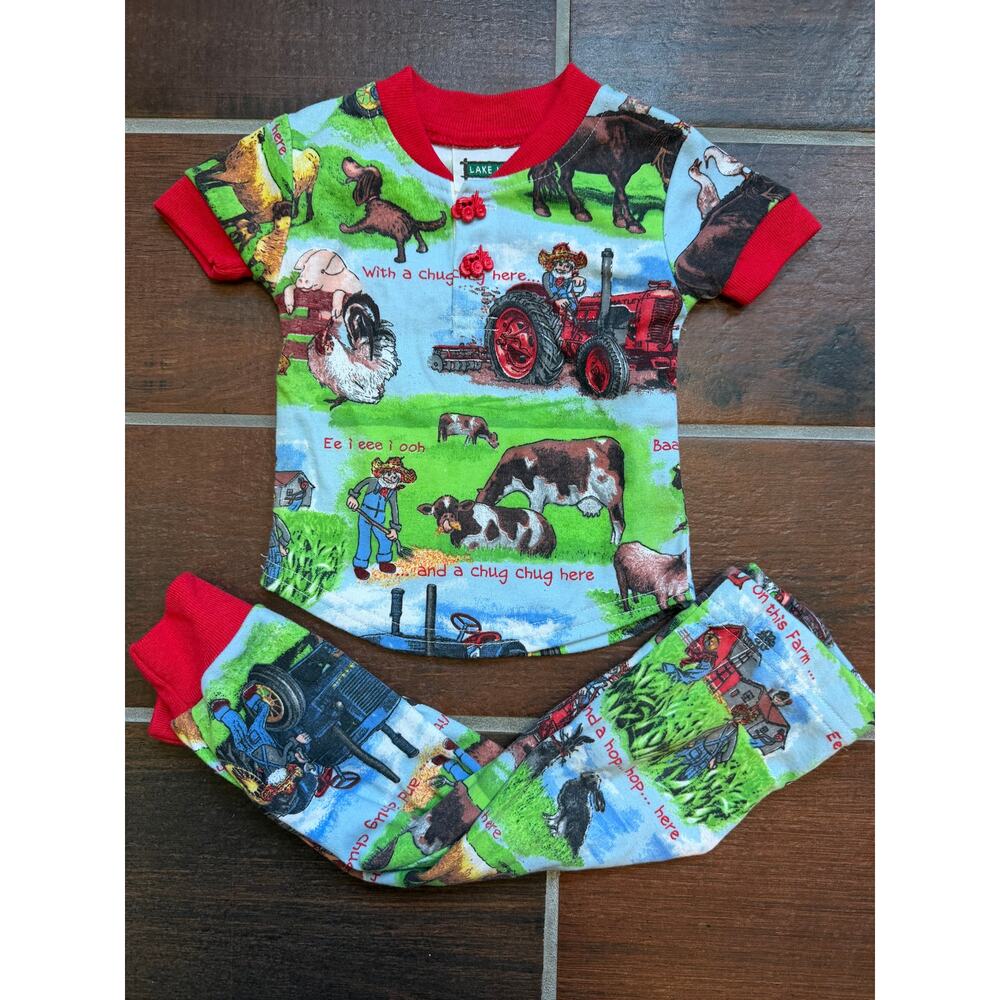 Vintage Lake Hatley Farm Print Pajamas 12M Two-Piece Set Canada